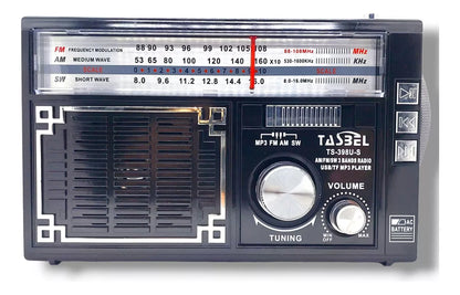 Radio Solar Retro Multifuncional (Linterna + Cargador + Radio AM/FM).